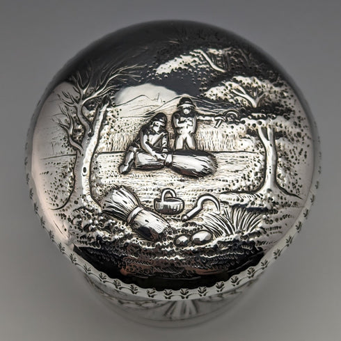 1883 British antique sterling silver tea caddy 110g JOHN SEPTIMU BERESFORD